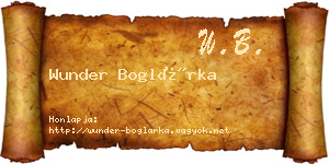 Wunder Boglárka névjegykártya